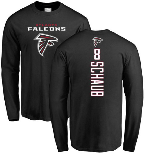 Atlanta Falcons Men Black Matt Schaub Backer NFL Football #8 Long Sleeve T Shirt